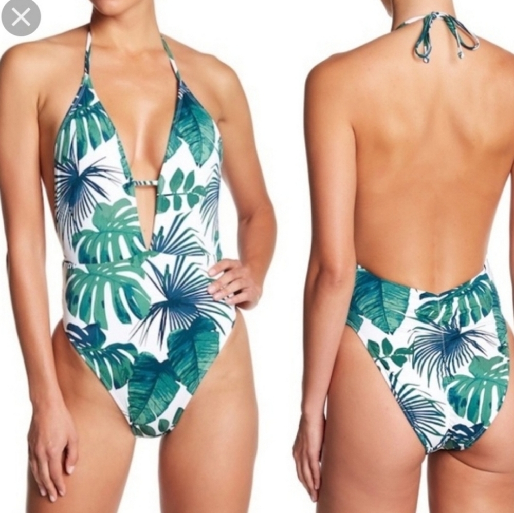 NWT Bikini Lab Fronds Leaf One Piece Swimsuit S